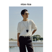 rice好饭 25秋季 新品 nice 315G宽松颗粒肌理圆领长袖 T恤NHQ02053