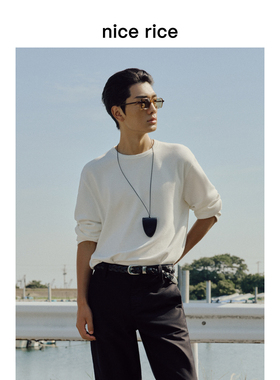 nice rice好饭 25秋季新品315G宽松颗粒肌理圆领长袖T恤NHQ02053