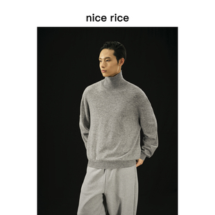 nice r.系列简约全羊毛纱线直身休闲高领毛衣NGD05074 rice好饭