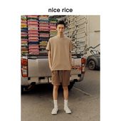 nice NGX12029 针织休闲短裤 rice好饭 全棉毛圈布撞色抽绳直筒男士