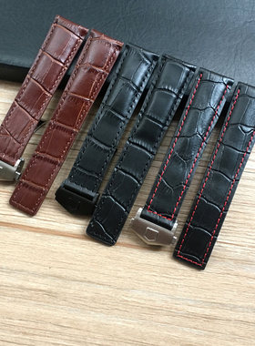 泰格豪雅真皮折叠扣手表表带