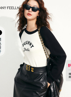 【折扣新降】商场同款FF||仿佛冬季羊毛衫女撞色套头内搭气质简约