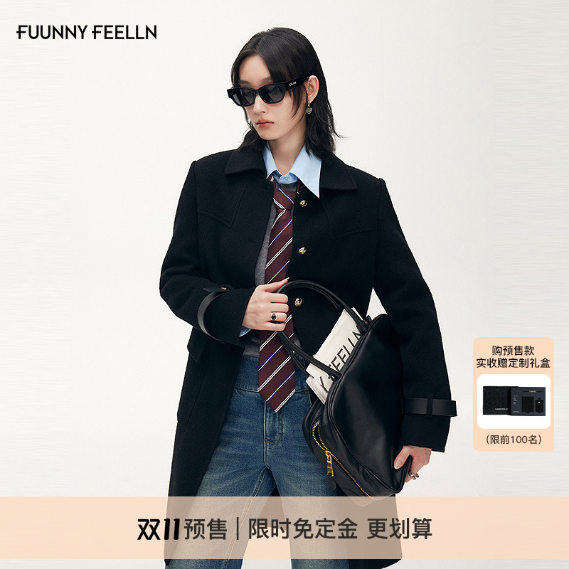 【双11预售】FF仿佛毛呢大衣气质通勤冬新款女西装领加厚保暖外套