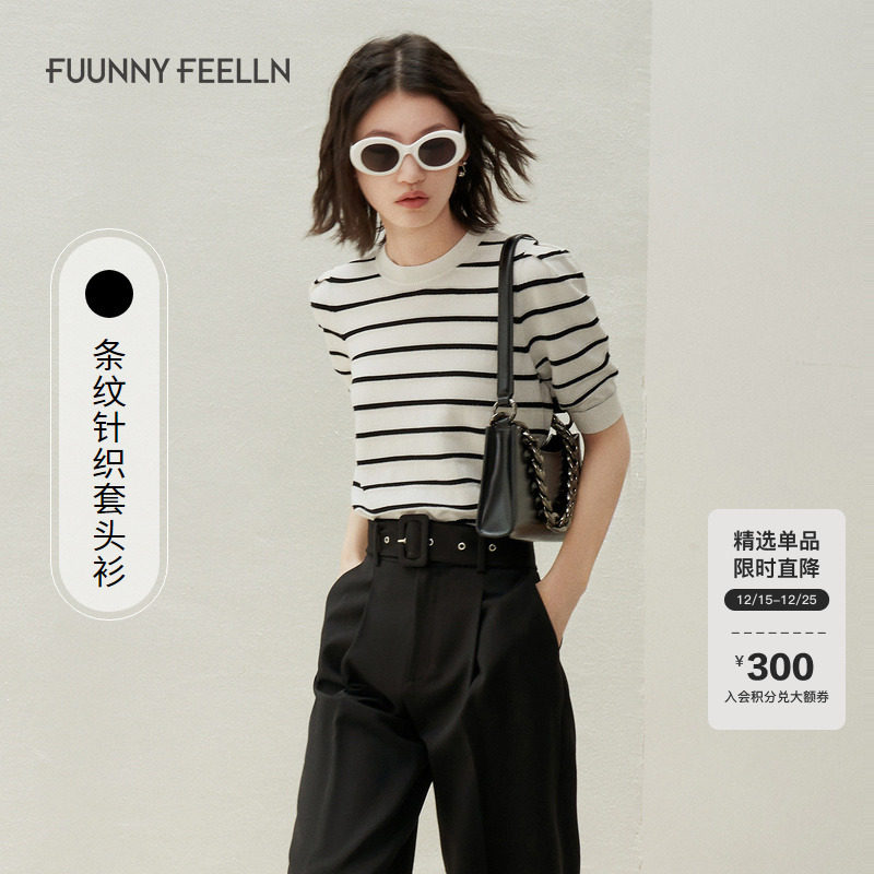 商场同款T恤女短款潮短袖针织衫