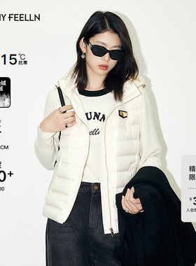 FF仿佛冬季新款立领羽绒服女连帽厚款内外两穿针织袖