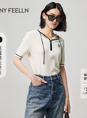 【折扣新降】FF仿佛2025年夏季连帽针织衫女上衣修身显瘦薄款设计