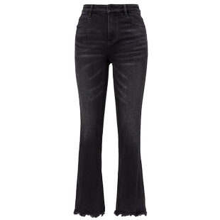 【折扣新降】商场同款FF||仿佛牛仔裤女加绒高腰微喇裤设计感修身