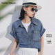 FF仿佛衬衫 上衣 牛仔男友风复古通勤翻领简约短袖 2025年夏季 新款