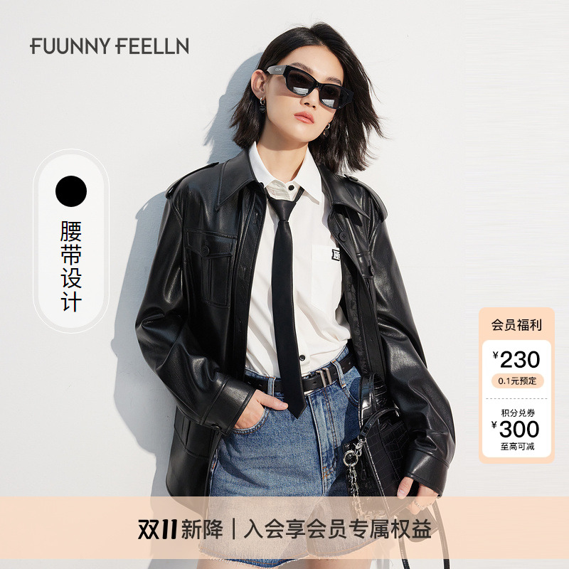 机车皮衣外套女仿佛PU皮