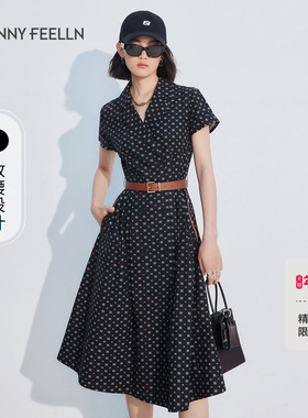 商场同款FF||仿佛夏季连衣裙印花收腰显瘦气质设计感