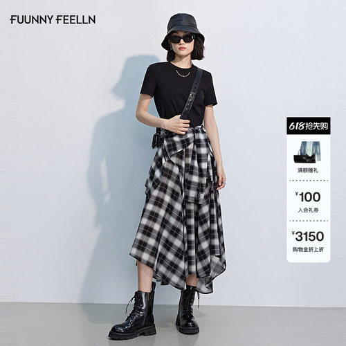 FF2025新款格纹拼接连衣裙