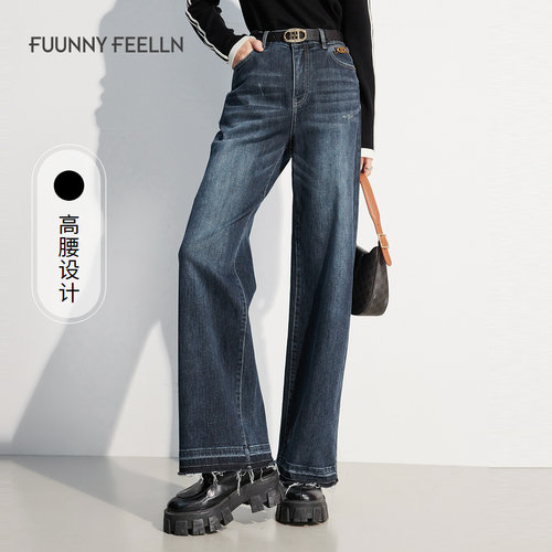 仿佛牛仔裤女宽松高腰