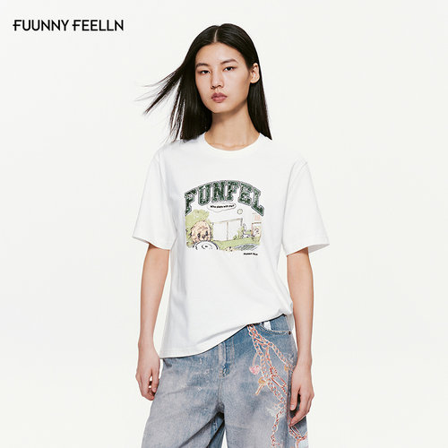 FF仿佛全棉印花去T恤女
