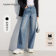 春夏宽松复古高腰阔腿长裤 FF仿佛女装 显瘦直筒牛仔裤 折扣新降