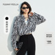猫纹系列 FF仿佛夏季 猫纹衬衫 女上衣设计感韩版 假两件