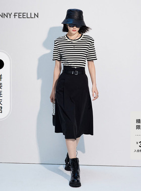 FF仿佛夏季拼接连衣裙精致收腰修身显瘦气质时尚设计感