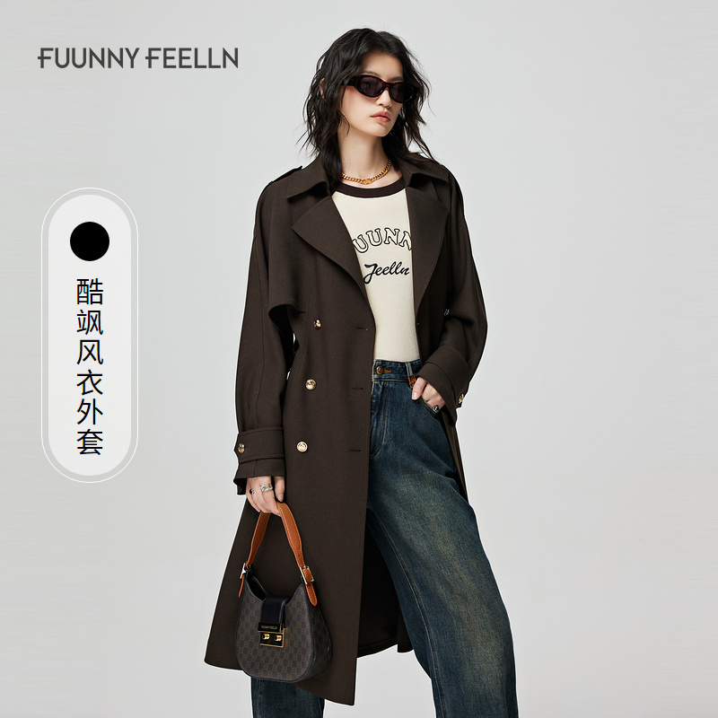 仿佛中长款风衣外套女