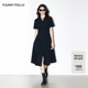 FF仿佛连衣裙2025年夏季 新款 气质POLO领老钱风通勤黑色a字小黑裙