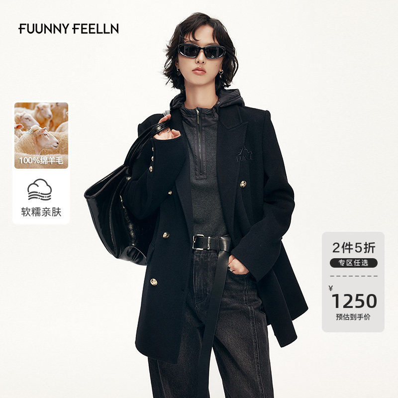 【100纯羊毛】FF仿佛毛呢大衣女冬新款刺绣中长款外套呢子外搭,女装/女士精品,毛呢外套,淘宝优惠券,粉丝福利购,淘宝优惠卷