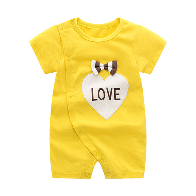 夏季短袖薄款红色纯棉爬服连体衣