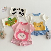 薄款 夏季 小童男女宝宝立体印花可爱家居服 套装 利祖熊儿童卡通短袖