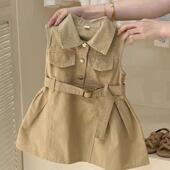 工装 韩系2025夏季 设计背心裙子 女童无袖 连衣裙宝宝时尚 新款 童装