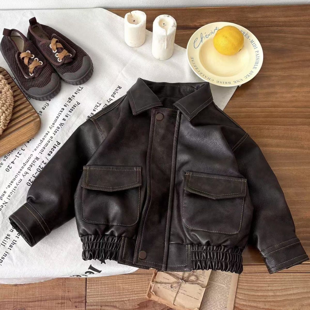 儿童男童春秋皮衣夹克2025秋季新款外套男宝宝洋气女童时髦上衣潮