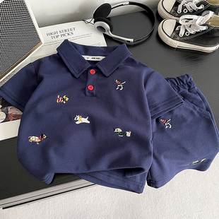 男宝宝2025夏季POLO短袖套装t恤韩系短裤婴儿男孩夏天衣服两件套