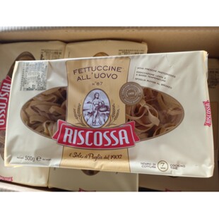 RISCOSSA鸡蛋宽卷形意大利面500g*12瑞斯科萨鸡蛋卷面宽面利萨面