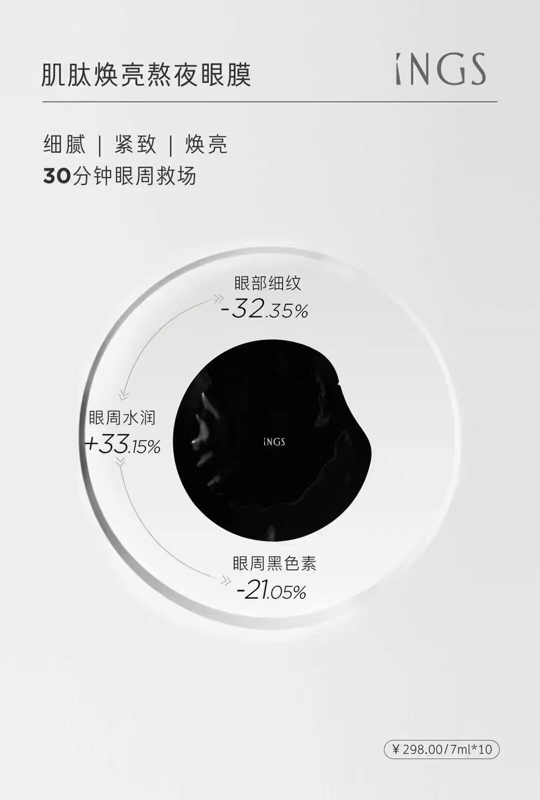 英树官网熬夜系列眼膜7片 保湿滋润 提拉紧致补水淡化黑眼圈