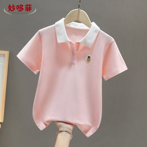 女童t恤短袖纯棉夏装2026新款童装儿童上衣polo衫中大童女孩衣服