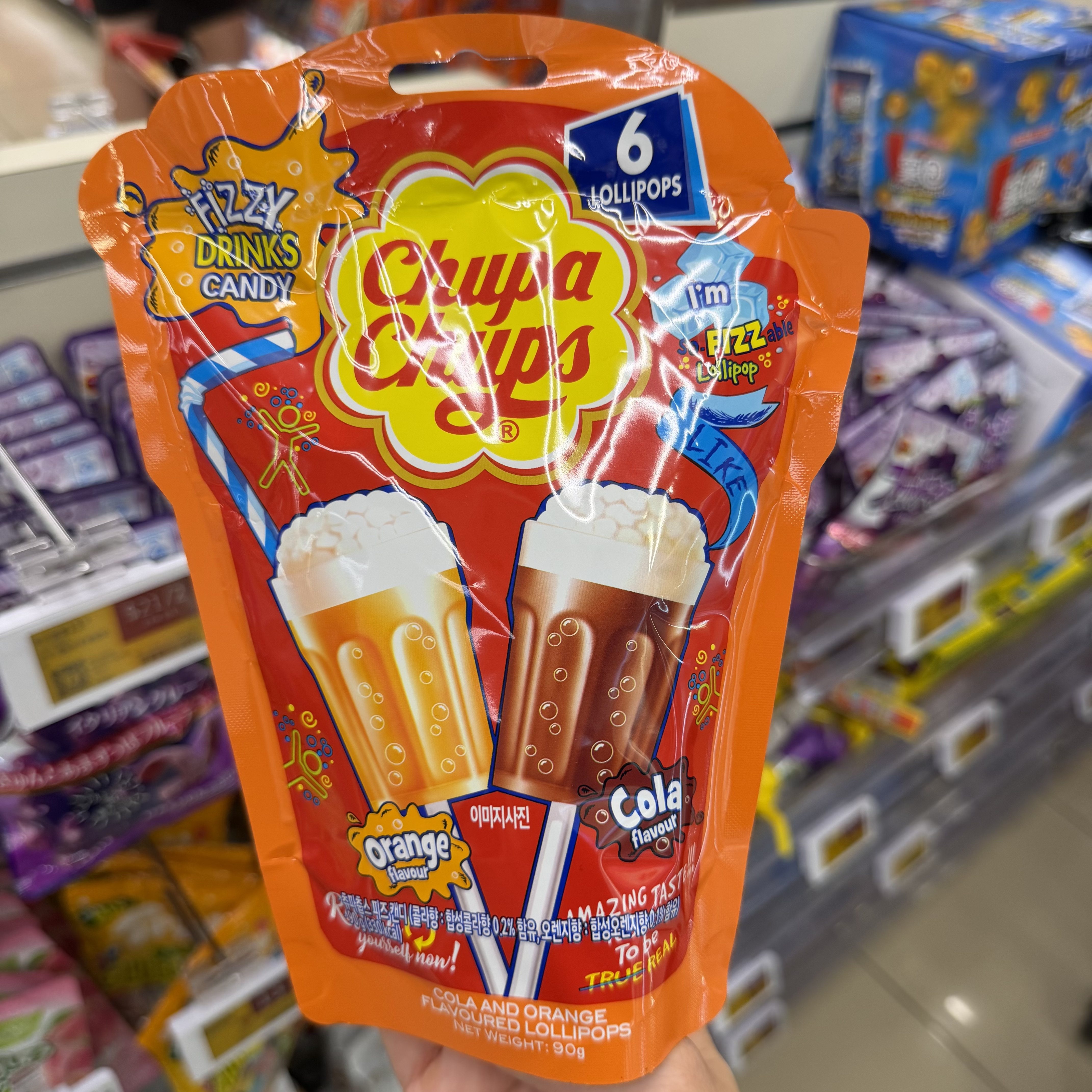 香港代购 进口港版CHUPA CHUPS珍宝珠碳酸汽水棒棒糖6支装90g
