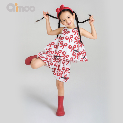 Qimoo淇木26夏季新款女童装凉爽印花背心花苞短裤可爱百搭