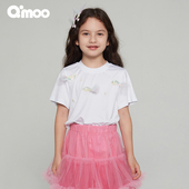夏季 新款 童装 Qimoo淇木商场同款 女童宽松休闲短袖 T恤QCL2TC116A