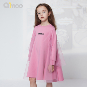 Qimoo淇木商场同款童装女童公主网纱卫衣连衣裙QCL1LC204B