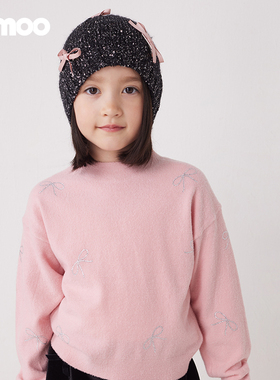 Qimoo/淇木冬季新款童装女童软糯亲肤烫钻蝴蝶结毛衣QCL4TP351C