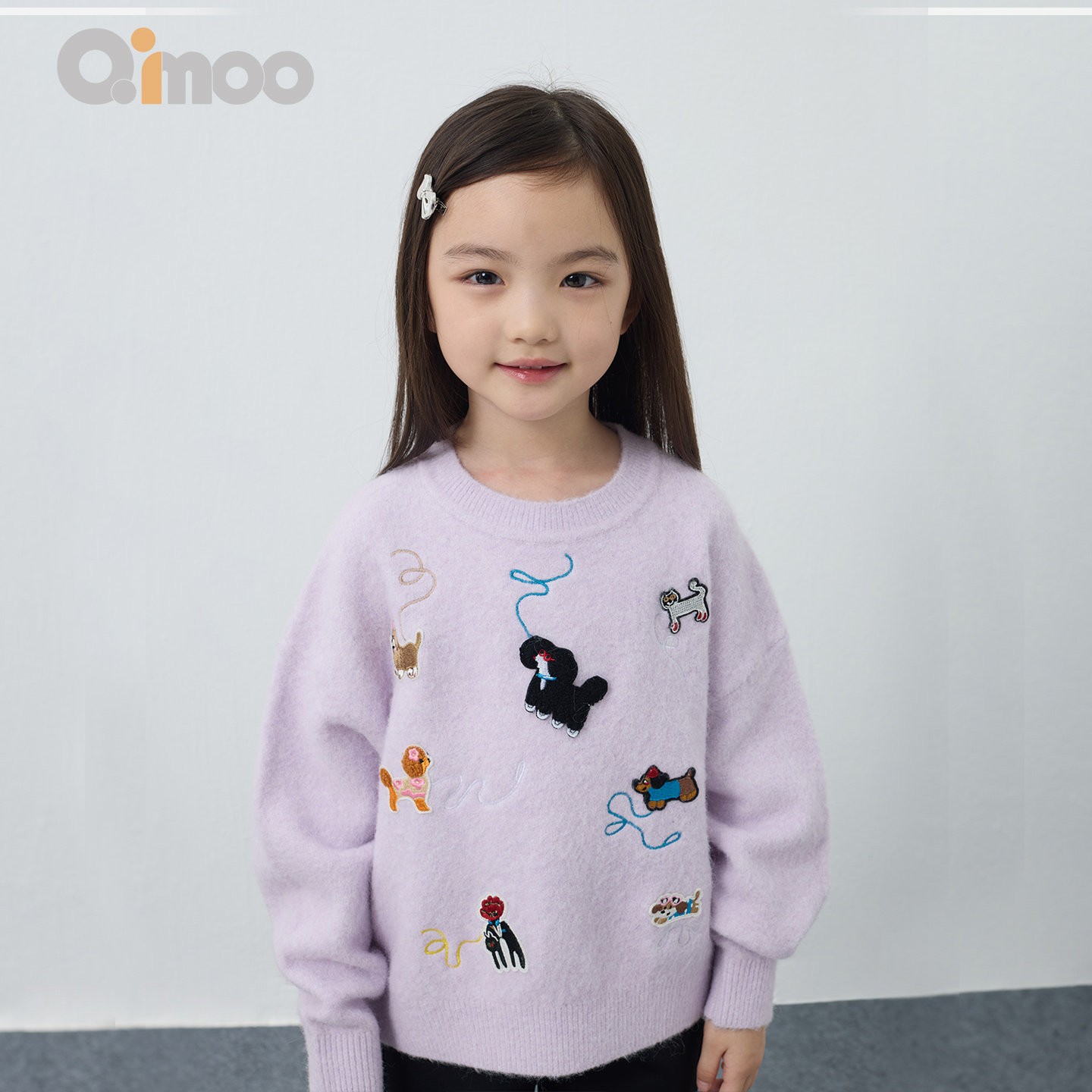 QIMOO淇木25秋季新款刺绣针织衫