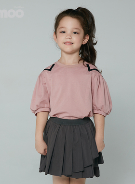 淇木Qimoo童装夏季女童短袖设计款拼接条纹舒适宽松T恤QYH2TC110A