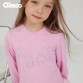 童装 女童烫钻上衣QSS1TP314C 淇木25春季 新款 特惠一口价 Qimoo