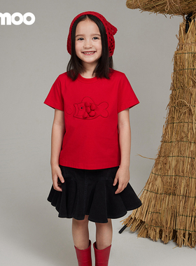 Qimoo/淇木25春季童趣时尚童装男女童锦鲤小鱼新年T恤QSS1TC147A