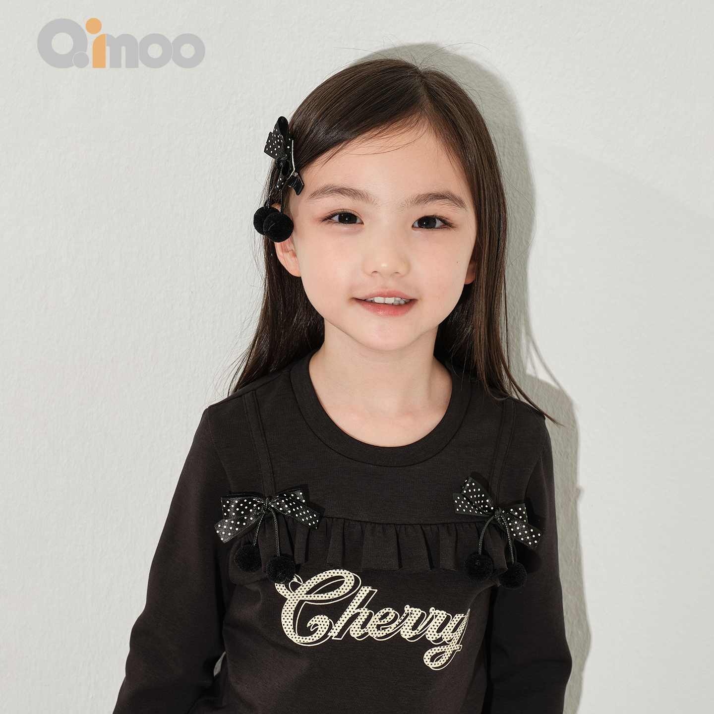 Qimoo淇木甜美蝴蝶结发夹女童黑色波点发饰儿童可爱QWM15C261B,童装/婴儿装/亲子装,发饰,淘宝优惠券,粉丝福利购,淘宝优惠卷