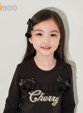 Qimoo淇木甜美蝴蝶结发夹女童黑色波点发饰儿童可爱QWM15C261B