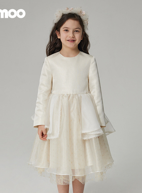 Qimoo淇木秋季新款童装女童可爱公主香槟金连衣裙QCL3LP350C