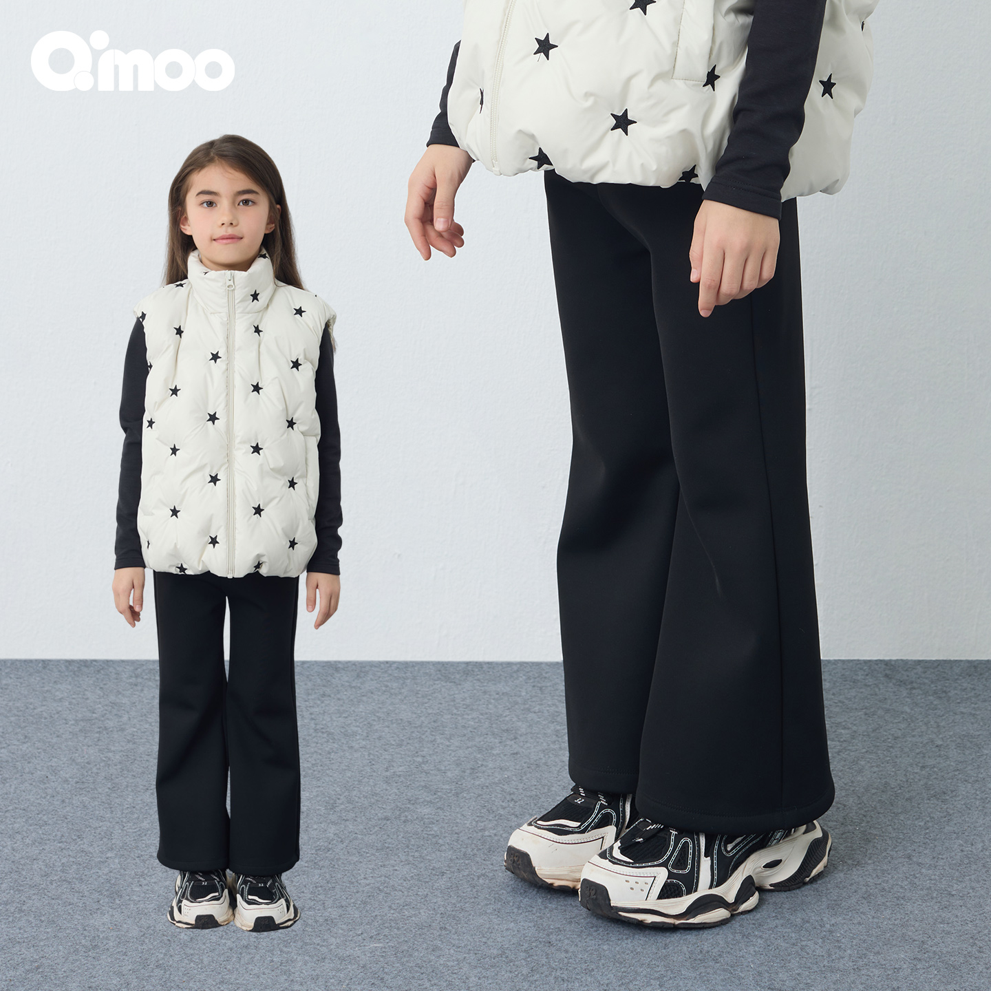 Qimoo淇木2025秋冬新款儿童喇叭裤加绒保暖女童休闲裤QSS4KP228B