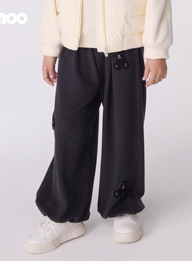 Qimoo淇木25秋季新款童装男女童时尚休闲磨毛长裤子QSS3KP309C