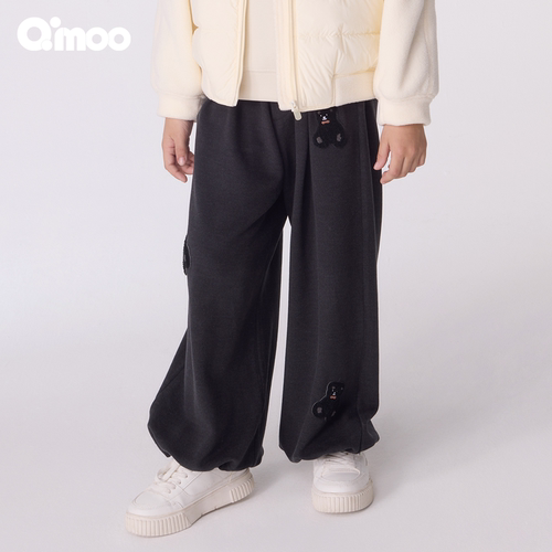 Qimoo淇木秋季款童装男女童时尚休闲磨毛长裤子QSS3KP309C