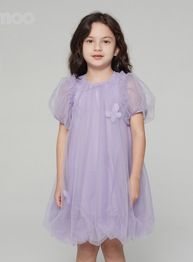 Qimoo淇木夏季新款童装女童公主休闲短袖连衣裙QCL2LP236B