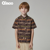 新款 童装 男童宽松乐趣短袖 Qimoo淇木秋季 衬衫 QCL3CC127A