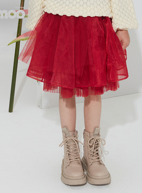 淇木Qimoo童装春季新品女童绣花网纱纯色公主半身裙QMT1QP105A