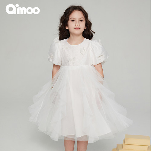 Qimoo淇木24女童休闲短袖连衣裙